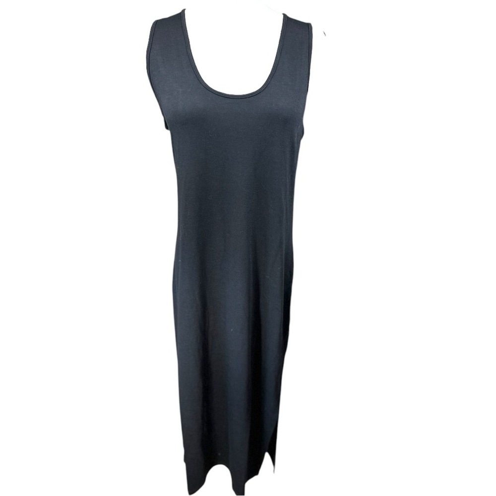 Lanston sport NWT SZ Large Black Sleeveless Scoop Neck‎ Sheath Midi Dress